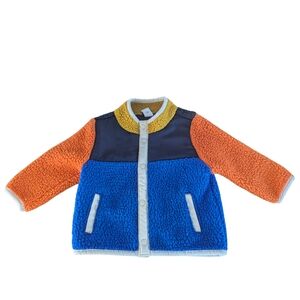 EUC Old Navy Baby Boy 6-12 Month Mockneck Sherpa Snap Jacket Cirrus Sunset
